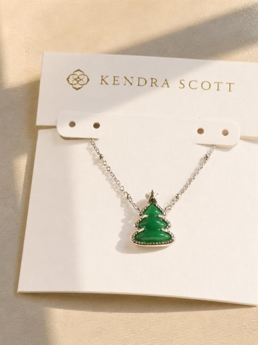 Kendra Scott Holiday Tree Silver Short Pendant Necklace
